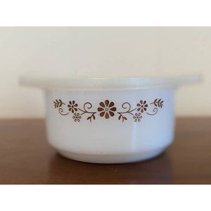 Individual Casserole Dish with Lid Brown Daisy Dynaware Pyr-O-Rey Custard Bowl